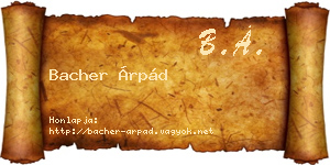 Bacher Árpád névjegykártya