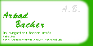 arpad bacher business card